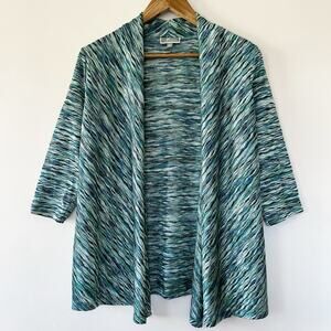 JM Collection Open Front Cardigan Teal/Green Size Small EUC